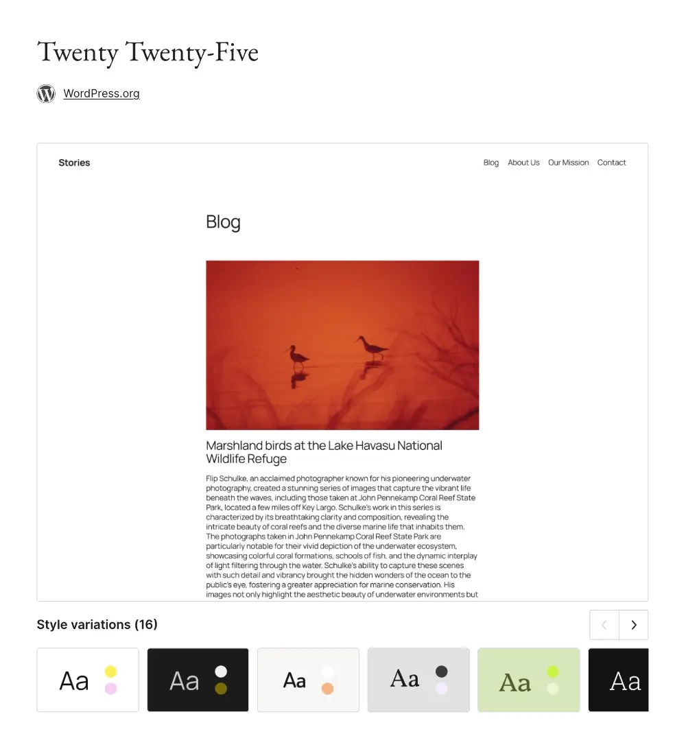 The default wordpress block theme.